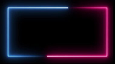 Çift Lazer Neon parlayan çerçeve arkaplan Mavi ve Kırmızı Renk, döngü hareketli animasyon, siyah renk arkaplan üzerinde izole