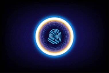 fingerprint scanning Cyber security technology concept, futuristic Hi-tech style. Vector and Illustration