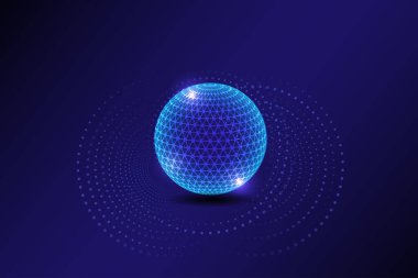 Soyut teknoloji, küresel ağ bağlantıları ve sonsuz noktalar çemberi, küresel iş konsepti, Vektör illüstrasyonu