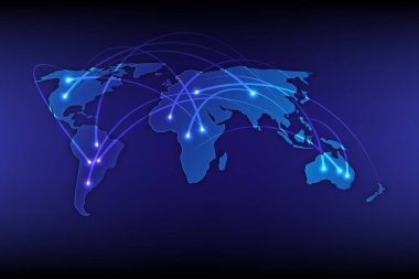 Business Technology Concept Worldwide Global bağlantı, vektör illüstrasyonu