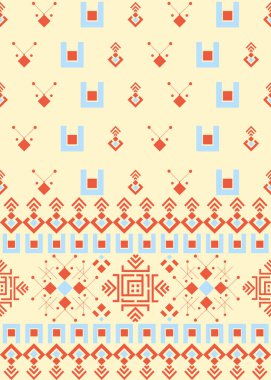 Geometrik etnik desenli yerli Amerikan kabile dokusu fayans ve halı, yaz rengi, Vektör ve İllüstrasyon için tasarlanmış.