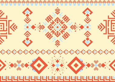 Yaz ayları, Yerli Amerikan kabile kumaşı ve fayansları, Vektör ve İllüstrasyon üzerinde geometrik bir etnik deseni vurgular.