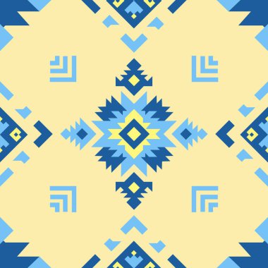 Kumaş, halı ve duvar kâğıdı, Vektör ve İllüstrasyon için yaz renklerine sahip yerli Amerikan kabilesinin geometrik deseni.