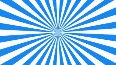 Soyut güneş patlaması animasyonu kusursuz döngü, mavi ve beyaz renkli animasyon spiral arkaplan