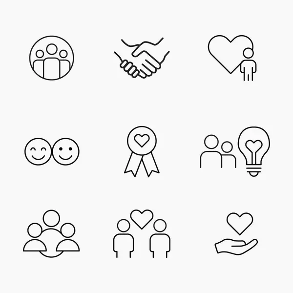 Arkadaşlık ve Bağlantı Konseptleri için Minimalist Taslak Simgeleri, Web, uygulamalar ve sosyal tasarım temaları için mükemmel, vektör illüstrasyonu
