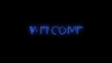 Neon İşareti hareketinin animasyonu, mavi ve kırmızı neon ışık 