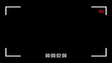 Video Kamera Çerçeve Kayıt siyah renk arkaplan üzerinde yanıp sönen kırmızı simge ve dijital görüntü ayarları ile 10 saniye kayıt zaman kodu