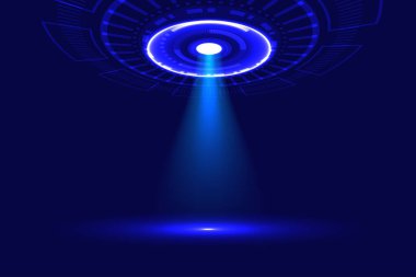 Fütüristik teknoloji hologram görme tasarımı, yenilik gelecek konsept geçmişi, Vektör illüstrasyonu