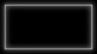 Yanıp sönen hafif lazer parlayan neon çerçeve beyaz renk, siyah renk arkaplan üzerinde izole