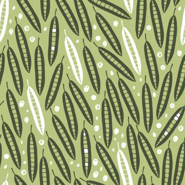 Yeşil Bezelye Kabukları Vektörü Kusursuz Desen