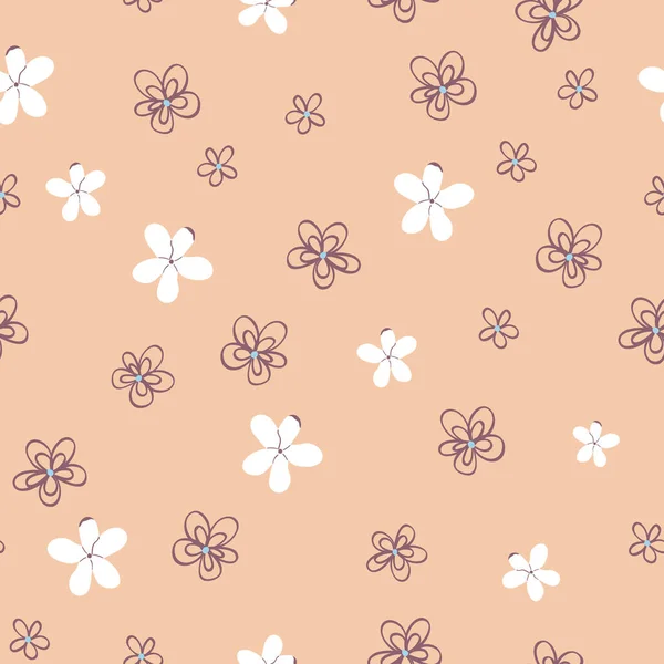 Plum Floral Vector Seamless Pattern — Stock Vector