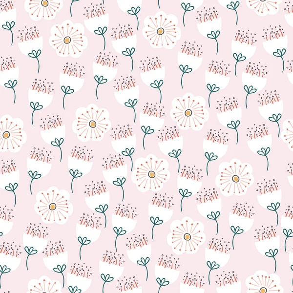 Mignon Petit Motif Floral Blanc Vecteur Sans Couture — Image vectorielle