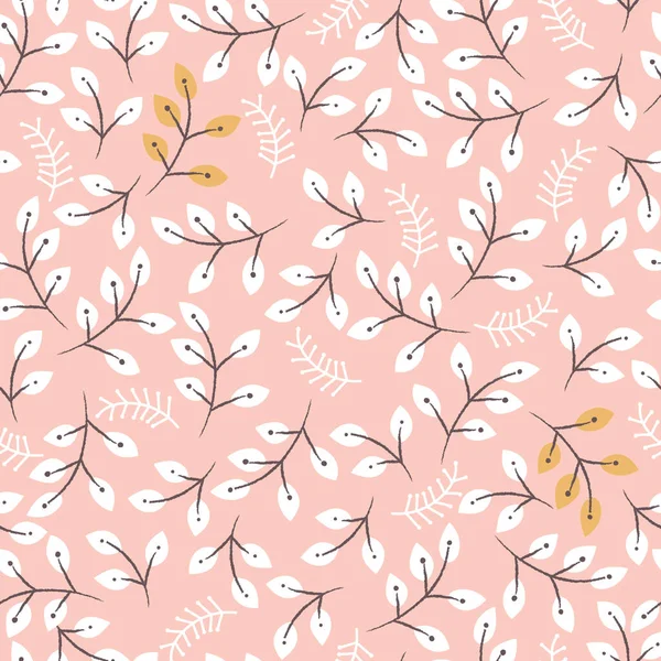 Cute Leaves Branches Vector Seamless Pattern — Stock Vector