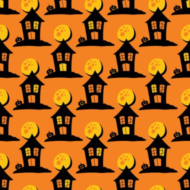 Cadılar Bayramı Lanetli Evi Jack o fener vektörsüz desenli