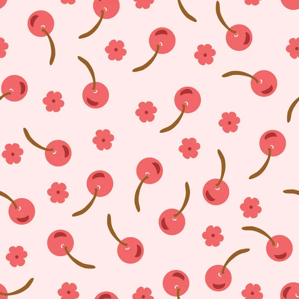 Modèle Sans Couture Vecteur Fruit Cerise Mignon — Image vectorielle