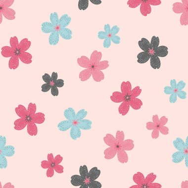 Şirin Dağılmış Çiçekler Vektörsüz Desen