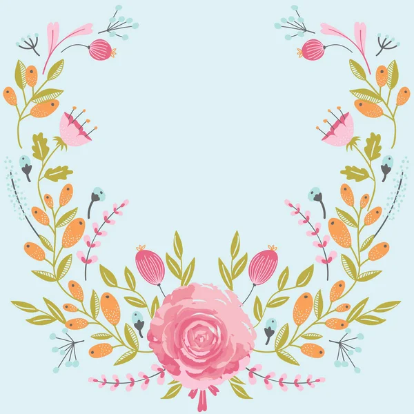Beautiful Floral Vector Frame Background — Stock Vector
