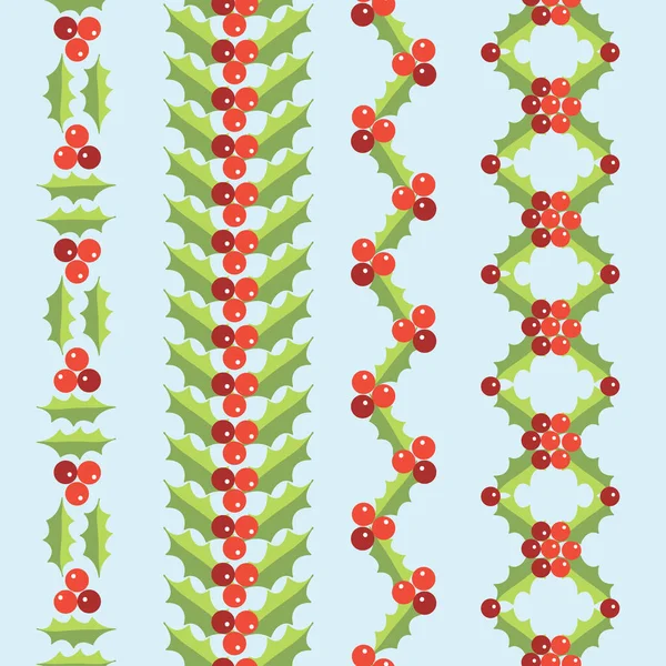 Holly Berries Vektörsüz Dikey Kenarlıklar Ayarlandı
