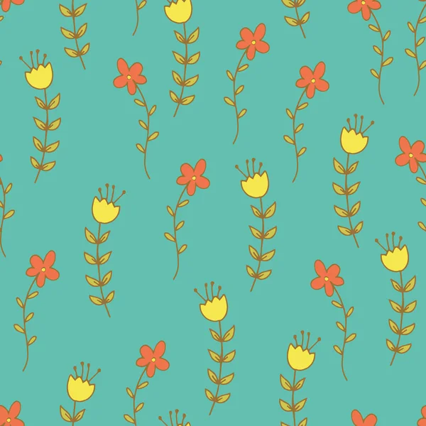 Colorful Spring Flowers Vector Seamless Pattern — Stock Vector