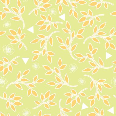 İlkbahar Yaprakları ve Çiçekler Vektörü Kusursuz Desen