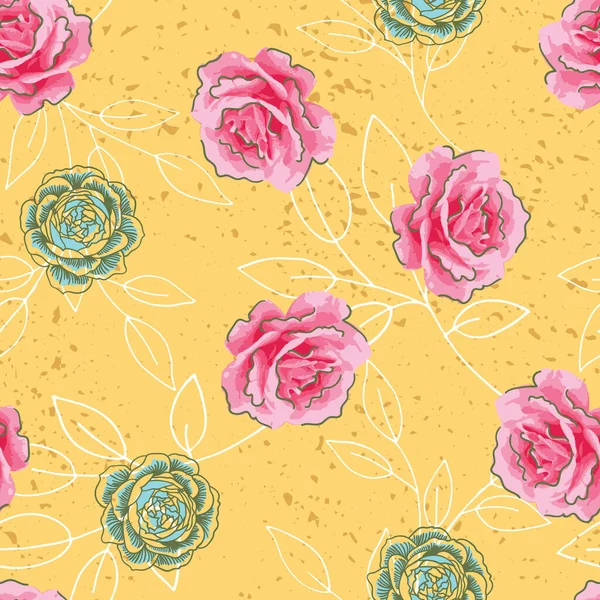 Printemps Été Roses Vectoriel Modèle Sans Couture — Image vectorielle