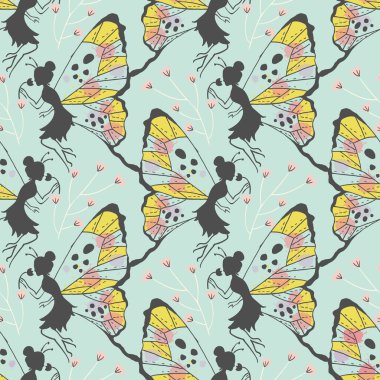 Kelebek Kanatları ve Kusursuz Çiçeksiz Şekilli Güzel Tuhaf Periler