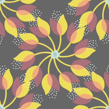 Geometrik Çiçek Vektörü Kusursuz Desen