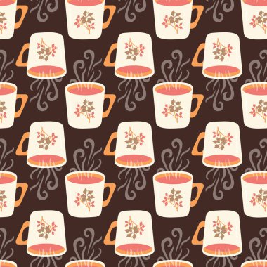 Şirin Kahve fincanları Vektör Kusursuz Desen