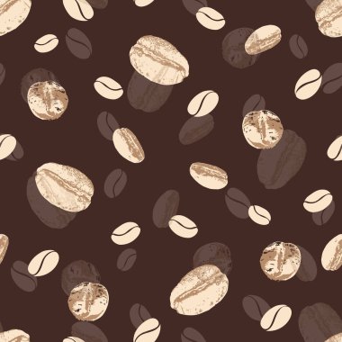 Kahve Fasulyeleri Dağılmış Vektör Kusursuz Desen