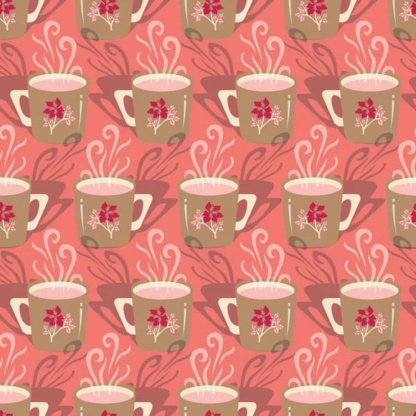 Buharda pişen kahve fincanları Vektör Kusursuz Desen