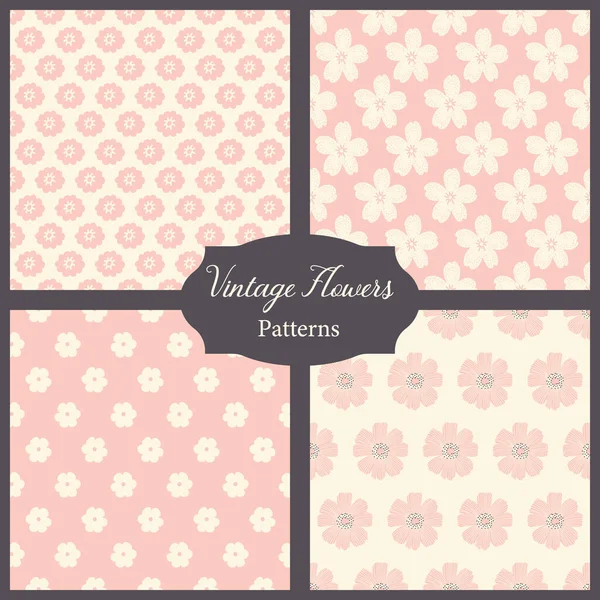 Dört Ditsy Pastel Çiçek Vektörü Kusursuz Desenler