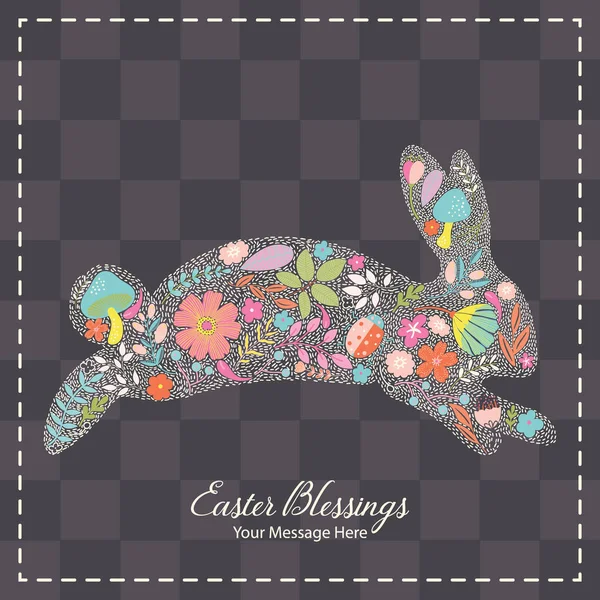 Bahar Paskalya Tavşanları Vektör Kutlama Kartı Şablonu