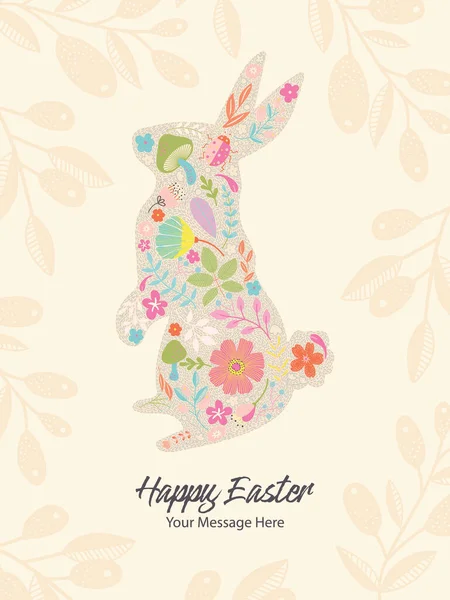 Bahar Çiçekli Tavşan Vektör Şablonu