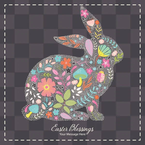 Bahar Paskalya Tavşanı Kutlama Kartı Vektör Şablonu