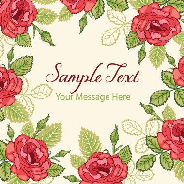 Kırmızı Güller Buket Vektör Kartı Arkaplanı
