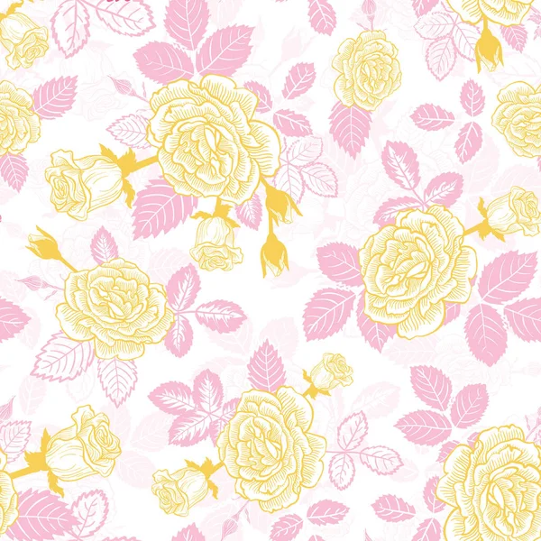 Μπουκέτο Τριαντάφυλλα Κίτρινο Και Ροζ Διάνυσμα Μοτίβο Χωρίς Ραφή — Διανυσματικό Αρχείο