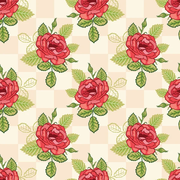 Red Roses Vector Seamless Pattern — Stock Vector