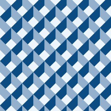 Klasik Mavi 3D Duvarlar Geometrik Vektör Kusursuz Desen