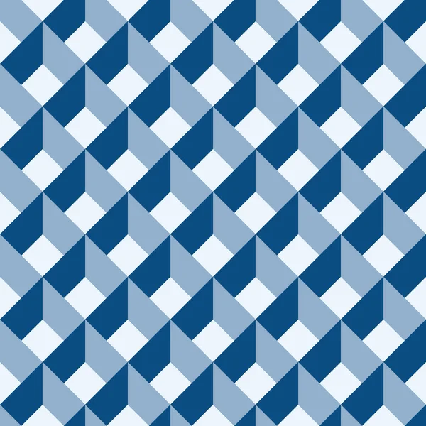 经典的蓝色三维墙体几何矢量无缝隙图案 — 图库矢量图片