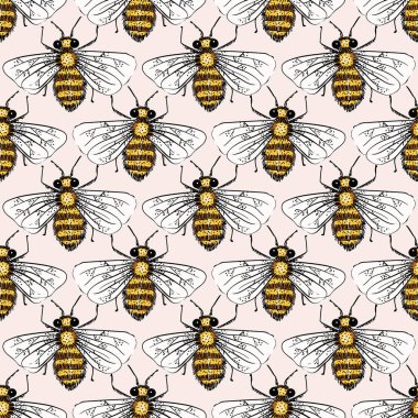 Bal Arıları Arı Sürüsü Vektörü Kusursuz Desen