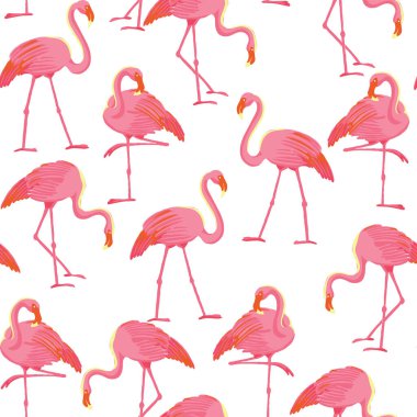 Tropikal Flamingo Kuş Vektörü Kusursuz Desen