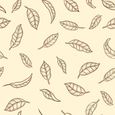Vintage Leaves Arkaplan Vektörü Kusursuz Desen