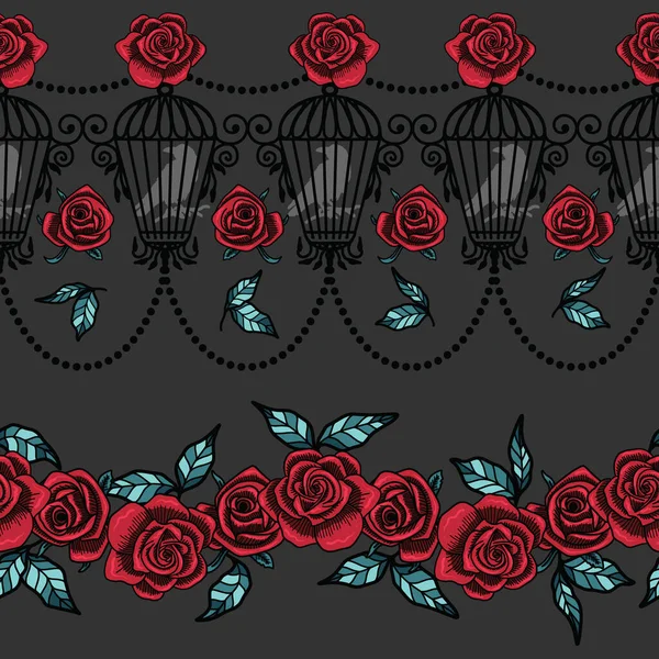 Gotik Cadılar Bayramı Vektörü Kusursuz Yatay Kenarlıklar Ayarlandı