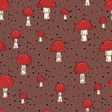 Sonbahar Mantar Vektörü Kusursuz Desen