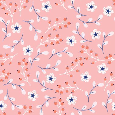 Şirin Yaz Pembe Çiçeksiz Vektör Şablonu