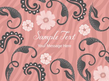 Dekoratif Çiçek Elementleri Vektör Kartı Arkaplanı