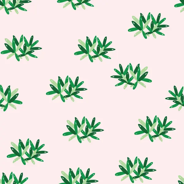 Cute Succulent Plant Green Pink Vector Seamless Pattern — Stock Vector
