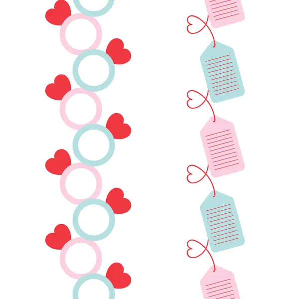 Valentine Day Rings Gift Tags Vector Seamless Vertical Borders Set — Stock Vector