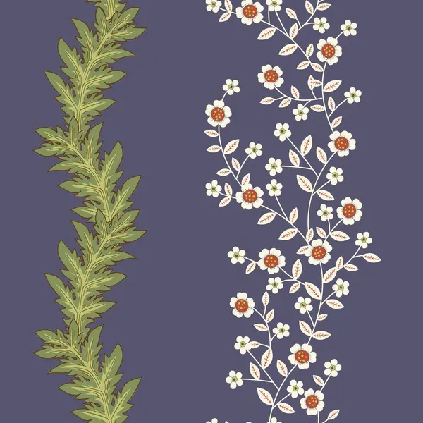 Vintage Flora Acanthus Feuilles Vectoriel Sans Couture Frontières Verticales Set — Image vectorielle