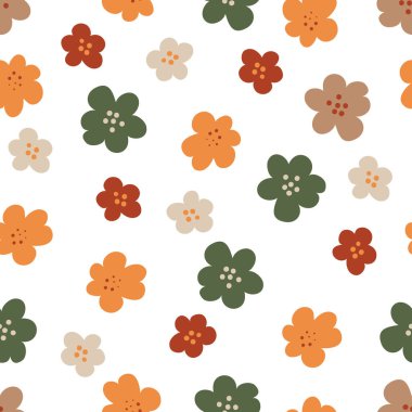 Modern Moda Renkli Çiçekler Vektörsüz Desen